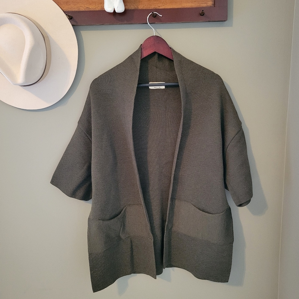 Ma'Ry'Ya Merino Wool Cardi Coat Green XS Oversized - Picture 2 of 12